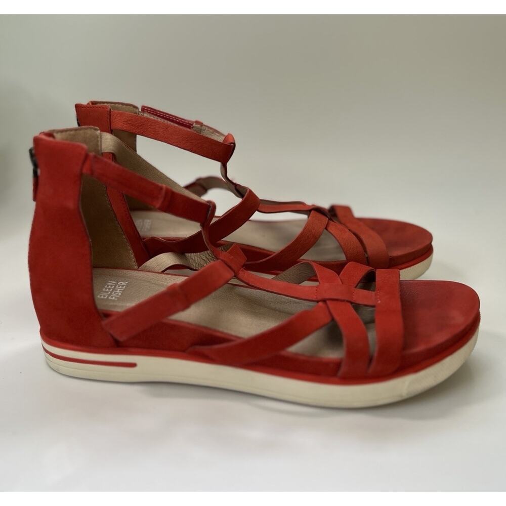Eileen‎ Fisher Sola Tumbled Nubuck leather sneaker sandals red poppy Sz 11 Comfy